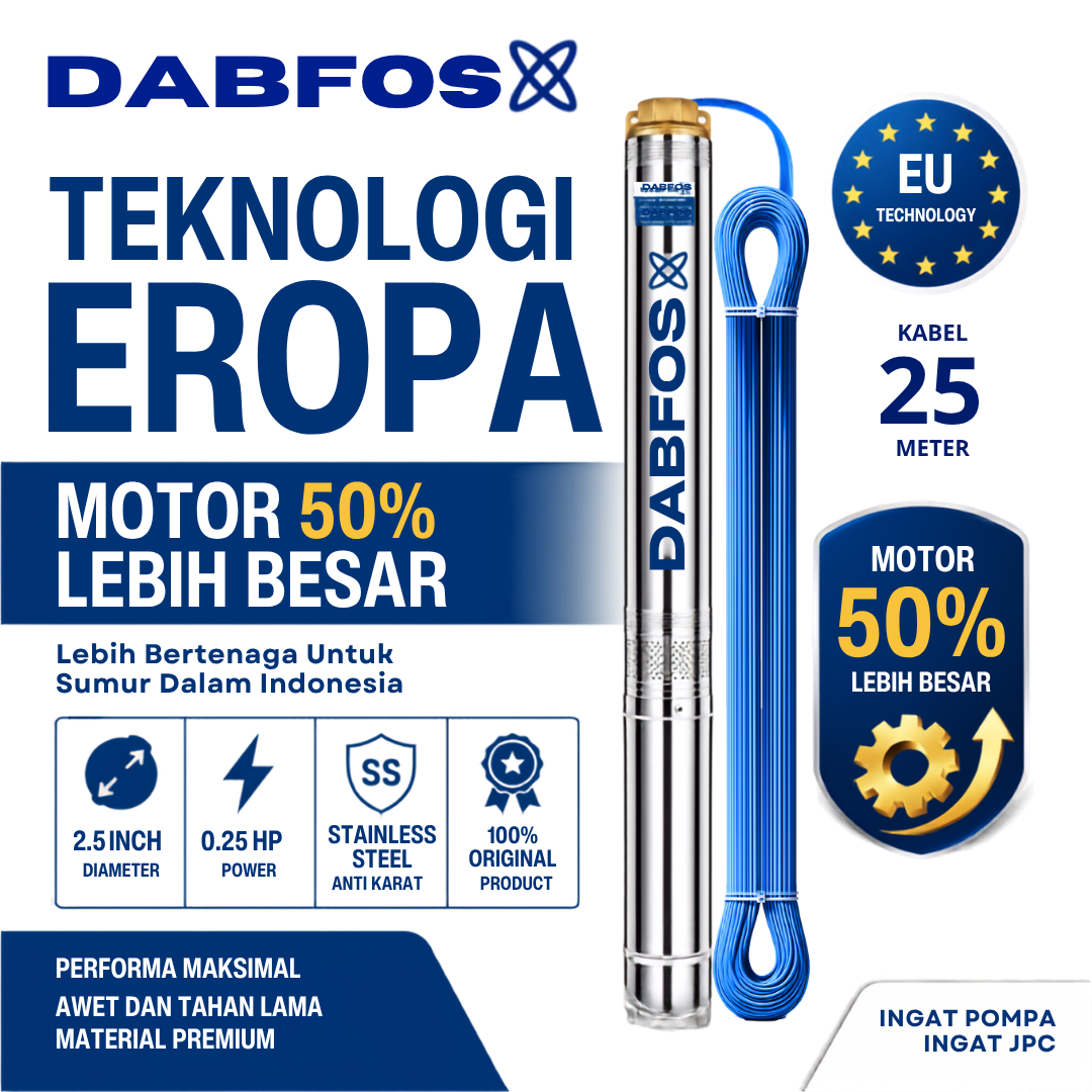 DABFOS 2.5 Inch 0.25 HP + 25m Kabel