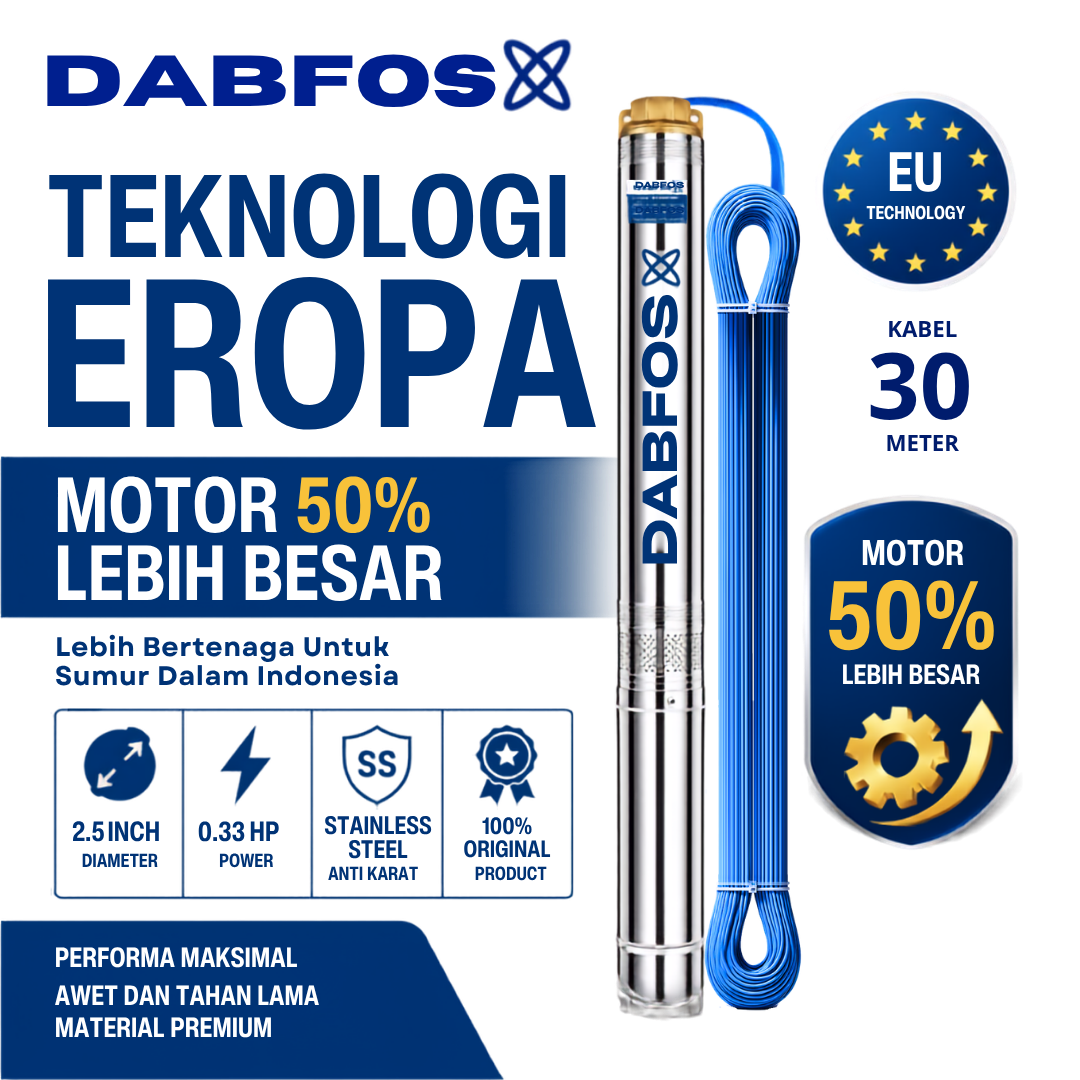 DABFOS 2.5 Inch 0.33 HP + 30m Kabel