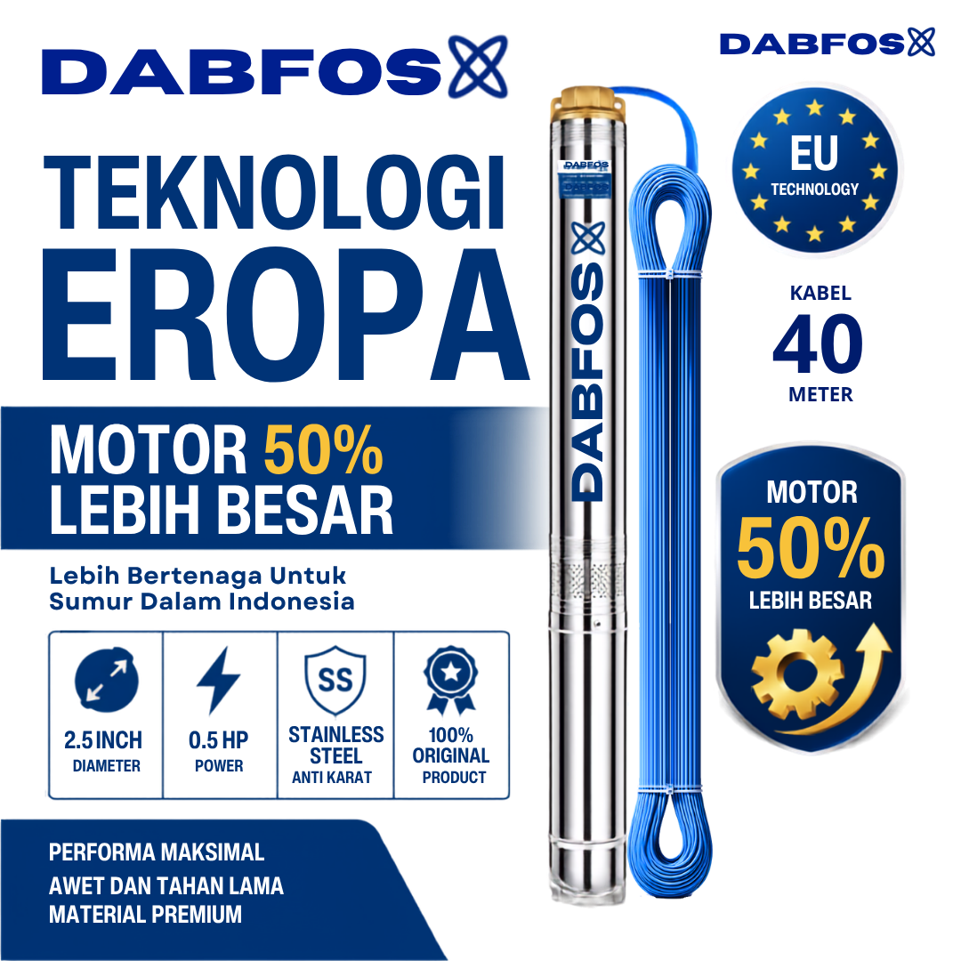 DABFOS 2.5 Inch 0.5 HP + 40m Kabel